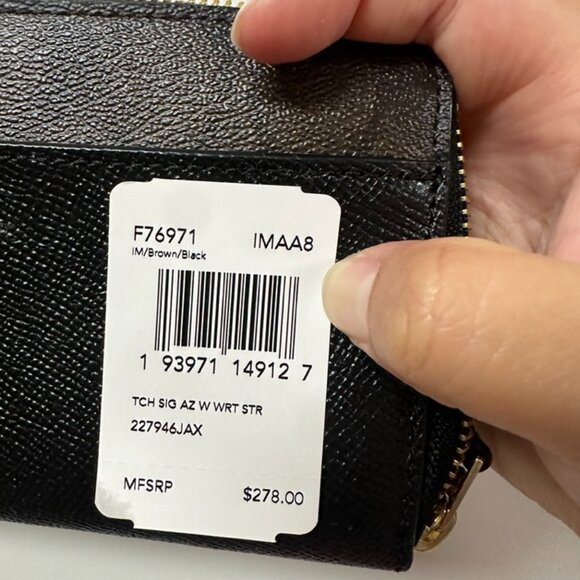 NWT!RARE! Coach F76971 Accordion Zip Wallet With Signature Canvas In Brown/Black - Picture 11 of 11